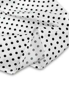 SHEIN 女款波點印花領結露肩掛脖上衣 - 白色 - 查看 4