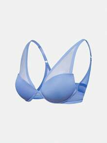 SHAPORA Sutien cu ață de susținere, patchwork din plasă, culoare uni - Multicolor - Vizualizare 14