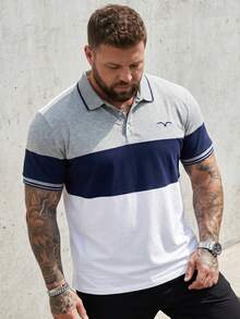 DRIVNCORE Men's Plus Size Color Block Short Sleeve Polo Shirt, Going Out Casual Men Polo Shirtspolo Shirt For Men>Casual - Multicolor - View 4