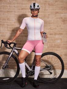 Powerista Veste de cyclisme femme à manches courtes, blocs de couleurs blanc & rose - Blanc - Voir 6
