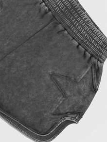 ROMWE MEN Men's Split Street Wash Plus Size Shorts - Black - View 4