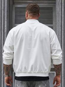 Manfinity Homme Chaqueta casual ligera de unicolor para hombres de talla grande, verano - Blanco - Ver 2
