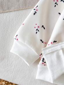 SHEIN Vintaside Kids 女嬰休閒可愛純色保暖內裡連帽拉鍊外套，適合秋冬，白色 - 彩色 - 查看 5