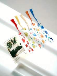 3/6pcs Flower Acrylic Bookmarks, Transparent Bookmarks With Colorful, Floral BookmarksTassels Cute For Women Teacher Students Book Lovers 4 Style Bookworm Literary Gifts Reading Book Accessories,Back To School - Rectangle - View 2