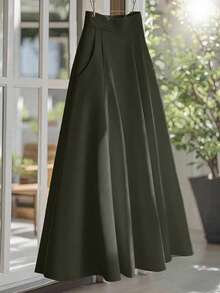 Franclia New French Style High Waist Solid Color Slimming Elegant Fashion Yellow Women's Skirt - Dark Green - View 1