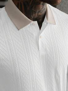 Manfinity CasualCool Setelan Kemeja Polo dan Celana Pendek Kasual Musim Panas Pria dengan Desain Blok Warna - MultiWarna - View 4