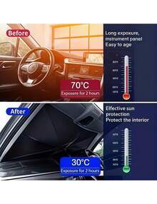 Easypie Selection Premium Silver Car Sunshade - Front Windshield Sunshield, Heat And UV Blocking, Retractable Design For Easy Storage - Fits All Vehicles - Ideal For Summer And Hot Weather - Perfect Gift For Car Owners - multicolor - View 4