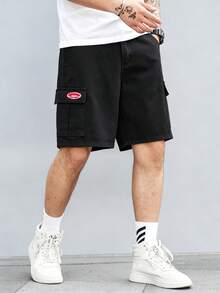 Manfinity Homme Men's Denim Wide Leg Shorts - Black - View 4