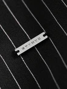 男士色織螞蟻條紋短袖襯衫 STYNVO 系列 字母壓紋經典款，適合正式或休閒場合、休閒度假、聚會、簡約辦公、居家百搭，適合自用或送給朋友的熱銷舒適面料襯衫 - 黑色 - 查看 4