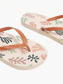 Grefit Leopard Print Flip-Flops, Summer Vacation Beach Triangle Shoes, Comfortable Slippers For Home Wear - Light beige - View 7