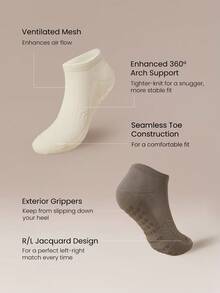 GLOWMODE 2-PairAirGrip Sweat-Wicking Odor Control Breathable Mesh Ankle Socks With Anti-Slip 3D Grip Left/Right Fit Daily Active Wear - Multicolor - View 5