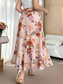 Modelyn 大尺碼女款花卉印花休閒百搭日常穿著裙 - 彩色 - 查看 4