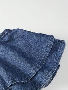 GlowEve Women's Summer Casual 90s Denim One Shoulder Ruffle Denim Top Party Night Out Blue - Blue - View 4