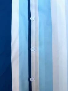 Solantero 男士夏季休闲度假撞色条纹印花短袖衬衫和抽绳腰短裤沙滩套装，男士条纹纽扣衬衫短裤套装，配套度假套装，男士两件套，男士夏季假日 - 彩色 - 查看 6