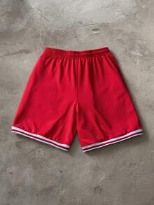 PAVTROS Men's Basketball Casual Letter Print Shorts - Black - View 2