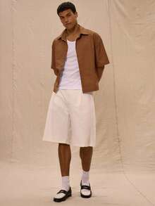 Musero Boxy Fit Oversized Pocket Detail Button Through Short Sleeve Shirt Spring&Summer - Redwood - View 5