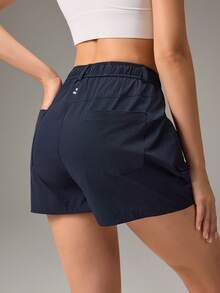 OutZeal Women Sports Black Shorts Gym Casual Travel Elastic Waist With Adjustable Belt Multi-Pocket Active Bottom Summer Spring - Black - View 8
