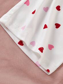 Teen Girls Fitted Spaghetti Strap Jumpsuit With Dark And Light Heart Pattern, Soft And Comfortable Fabric, Cute And Playful Home Wear For Girls, Best Gift For Girls - Multicolor - View 5