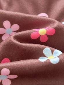 SHEIN 女童條紋花卉印花內搭褲 - 棕色 - 查看 7
