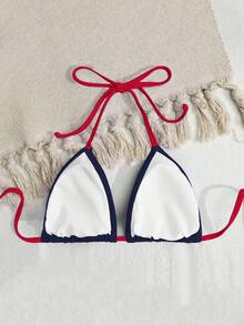Swim Basics 女士性感露背比基尼上衣，夏日海滩 - 彩色 - 查看 3