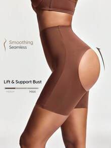 SHAPORA Women's Solid Color Casual Versatile Daily Travel Shaping Shorts - Brown - View 1