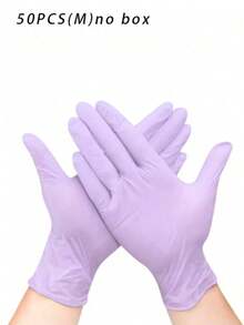 2/20/50/100 piezas Guantes desechables de nitrilo morados, sin látex, impermeables, antiestáticos, multiusos, sin polvo, adecuados para cocina, baño, hogar, tinte de cabello, salón de belleza, pintura, artes y manualidades, guantes protectores [Sin caja] - Púrpura malva - Ver 14