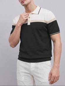 Airaco 男士修身短袖拼色條紋針織 Polo 衫 - 彩色 - 查看 2