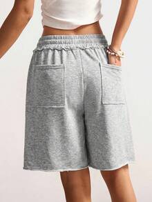 Bohemela Women's Casual Vacation Cargo Shorts - Grey - View 2