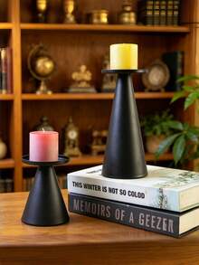 Black Metal Pillar Candle Holder, Modern Iron Pillar Candle Stand, Universal For Holidays, Dining Table Centerpiece, Birthday Party, Wedding, Home Decor, Gift - multicolor - View 6