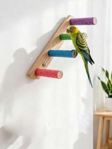 1PC Accessories Color Random Shipping Bird Scrub Station Rod Parrot Claw Grinding Station Bar Station Stand Tiger Skin Xuanfeng Wooden Stick Toy Bird Cage Station Stick Accessories - Style A - View 7
