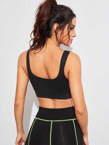 Gameset SHEIN Sport Light Support Straps Skinny Sports Push Up Bra - Black - View 2