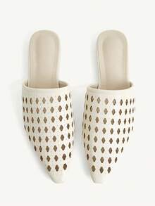 CUCCOO CHICEST Off-White Hollow Woven Pointed Shoes, Breathable Mules Shoes - Off-white - View 1