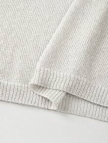 SHEIN Franclia Nouveau débardeur en tricot doré scintillant pour femmes 2026 - col rond, détail de l'emmanchure côtelée, silhouette courte, mélangeant sans effort le glamour rétro des années 90 avec un chic minimaliste, idéal pour les brunchs, les sorties nocturnes et le port quotidien au printemps et en été - Blanc - Voir 8