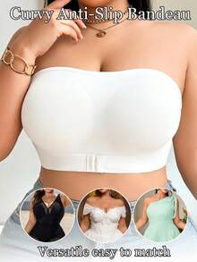 SHEIN Sujetador Bandeau con Cierre Delantero Talla Grande 1 pieza - Multicolor - Ver 4