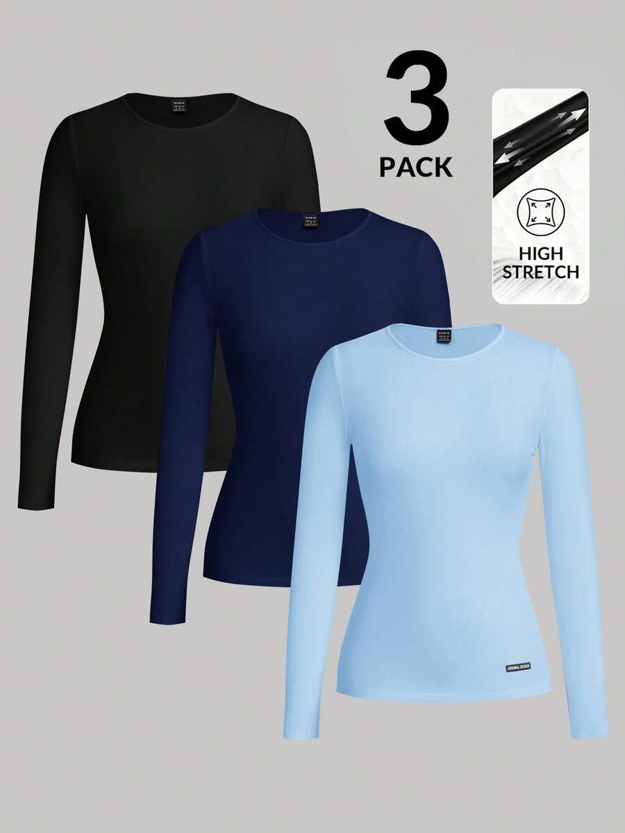 TaskEZ Solid Color Long Sleeve Scrub Uniform Top - Multicolor - View 1