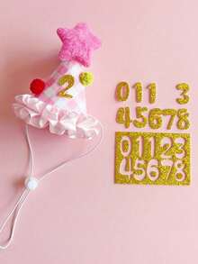 PETSIN 1PC/SET Lovely Puppy Kitten Birthday Party Outfit, Fashion Birthday Hat Saliva Bib Set - Multicolor - View 24