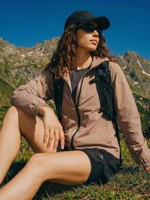 Exploreva Exploreva Women's Hooded Outdoor Sports Casual Modest Softshell Jacket Traveling Black Autumn Camping Outfit - Brown - View 1