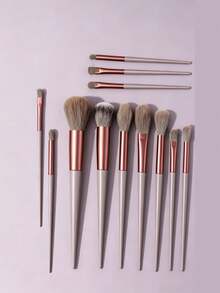 Conjunto de 10 Pincéis de Maquiagem Premium Dourado Champanhe (Com Tubo de Café), Inclui Pincel de Base, Pincel Corretivo, Pincel de Blush, Pincel de Contorno, Pincel de Blush, Pincel de Bronzeador, Pincel de Pó Solto, Pincel de Base, Pincel de Blush, Presente Bônus - Rosa ouro - Visão 8