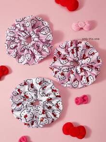 HELLO KITTY AND FRIENDS | SHEIN 單包裝可愛時尚亮面緞面柔軟大號大腸圈卡通印花髮圈，適合居家或外出使用，高馬尾 - 彩色 - 查看 5