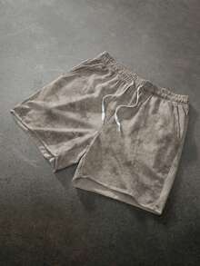 PAVTROS Herrshorts för sommaren, avslappnade och slitna, grå, med dragsko i midjan, retrostil, mångsidig design - Aprikos - Visa 6