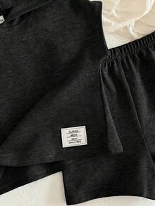 Set Kaos Hoodie dan Celana Pendek Kasual Musim Panas untuk Bayi Laki-laki - Hitam - View 5