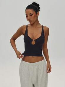 Slayform Women's Seamless Sexy Fitted Sports Tank Top, Suitable For Running, Workout And Exercise - Dark Grey - View 7