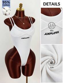 Amplova 女款前衛連身衣，棉質無袖連身衣配可愛圖案印花，適合夏季運動與休閒休閒套裝，女款健身運動 - 白色 - 查看 11