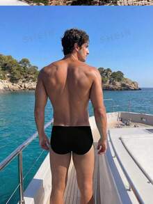 Manfinity Swimmode Celana Renang Pria Ukuran Besar Musim Semi/Panas Terbaru 2026 Motif Blok Warna Nyaman Kasual Tropis Liburan Pantai Segitiga Liburan Renang Hitam - MultiWarna - View 2