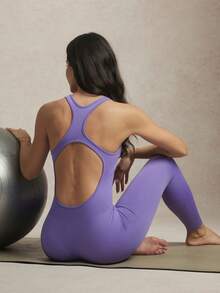 Mono deportivo de verano morado para mujer Activina, mono de yoga y gimnasio, transpirable, absorbente de humedad, sin costuras, para ballet y danza, leggings deportivos básicos para entrenamiento - Morado - Ver 8