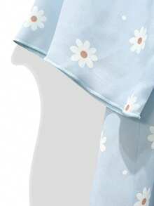 GlowEve Ditsy Floral Chiffon Shawl, Summer Lightweight Sheer Cardigan - Baby Blue - View 7
