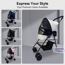 1-Pack Lightweight Foldable Outdoor Pet Stroller For Cats And Dogs - Multicolor - View 3