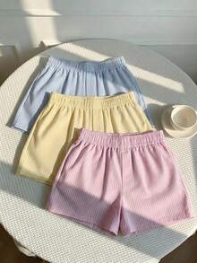 Comfortcana 3件組舒適女款短款休閒短褲，梭織面料，適合日常穿著，迷彩印花短褲套裝 - 彩色 - 查看 2