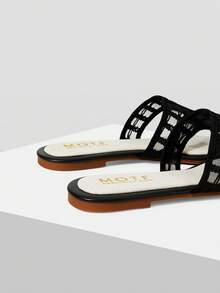 MOTF PREMIUM SUMMER NEW BLACK BEACH VACATION CASUAL LADIES FLAT SANDALS - Black 3 - View 7