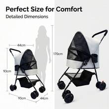 1-Pack Lightweight Foldable Outdoor Pet Stroller For Cats And Dogs - Multicolor - View 2